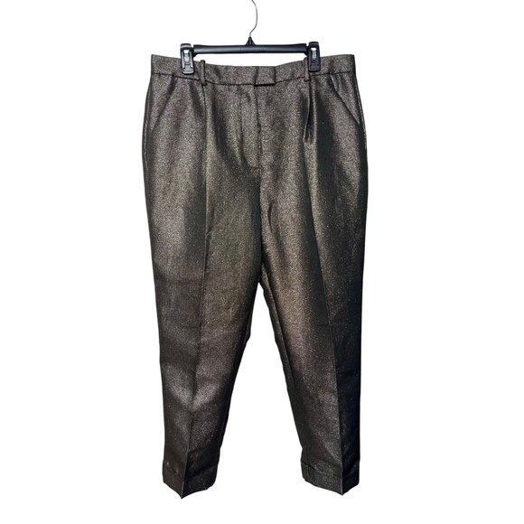 New Reiss Sienna Sparkle Tapered Trousers in Gold Size 12 - Picture 6 of 13